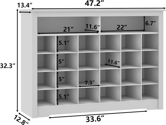 5-Tier Storage Cabinet for Entryway, Modern Shoe Rack with 26 Cubbies, Freestanding Shoe Organizer with 24 Pair Shoe Storage Cabinet for Hallway,Bedroom,Living Room(White