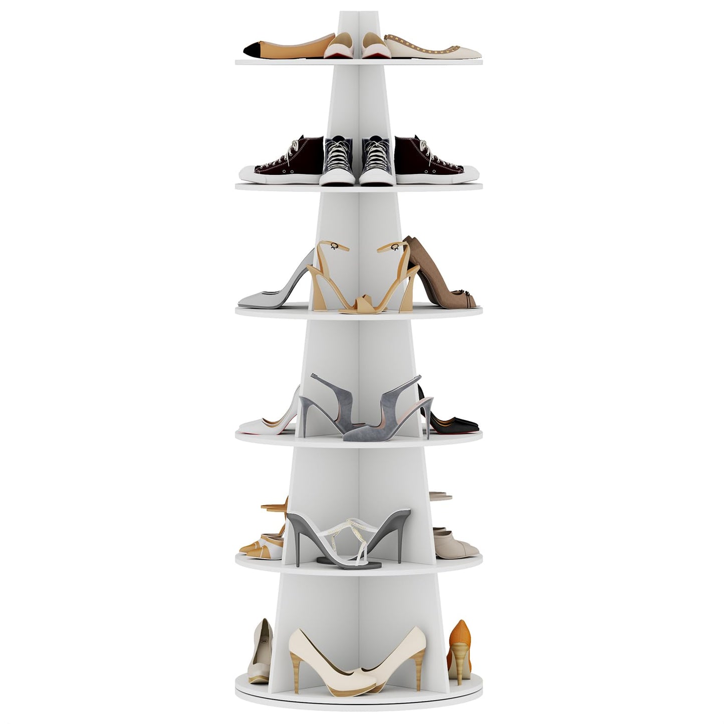Rotating Shoe Rack, 6-Tier Spinning Shoe Tower, Free Standing 360°Revolving Shoe Storage Organizer Lazy Susan Shoe Rack for Entryway Living Room Hallway