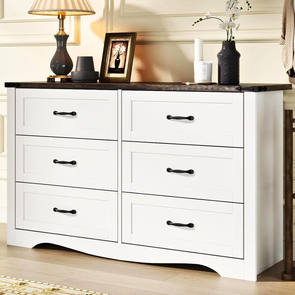 Farmhouse Dresser for Bedroom, Chest of Drawers with Natural Texture, Accent Storage Cabinet for Closet