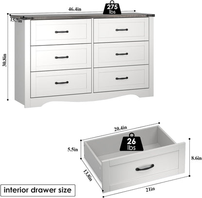 Farmhouse Dresser for Bedroom, Chest of Drawers with Natural Texture, Accent Storage Cabinet for Closet