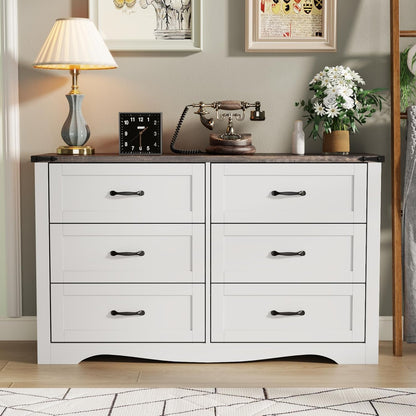 Farmhouse Dresser for Bedroom, Chest of Drawers with Natural Texture, Accent Storage Cabinet for Closet