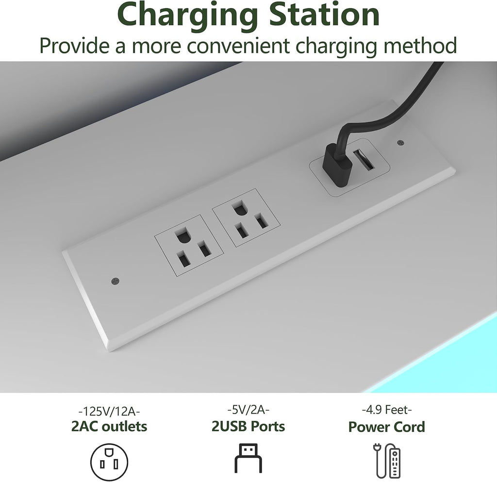Gyfimoie Modern 6 Drawer Double Dresser with Power Outlet & LED Light