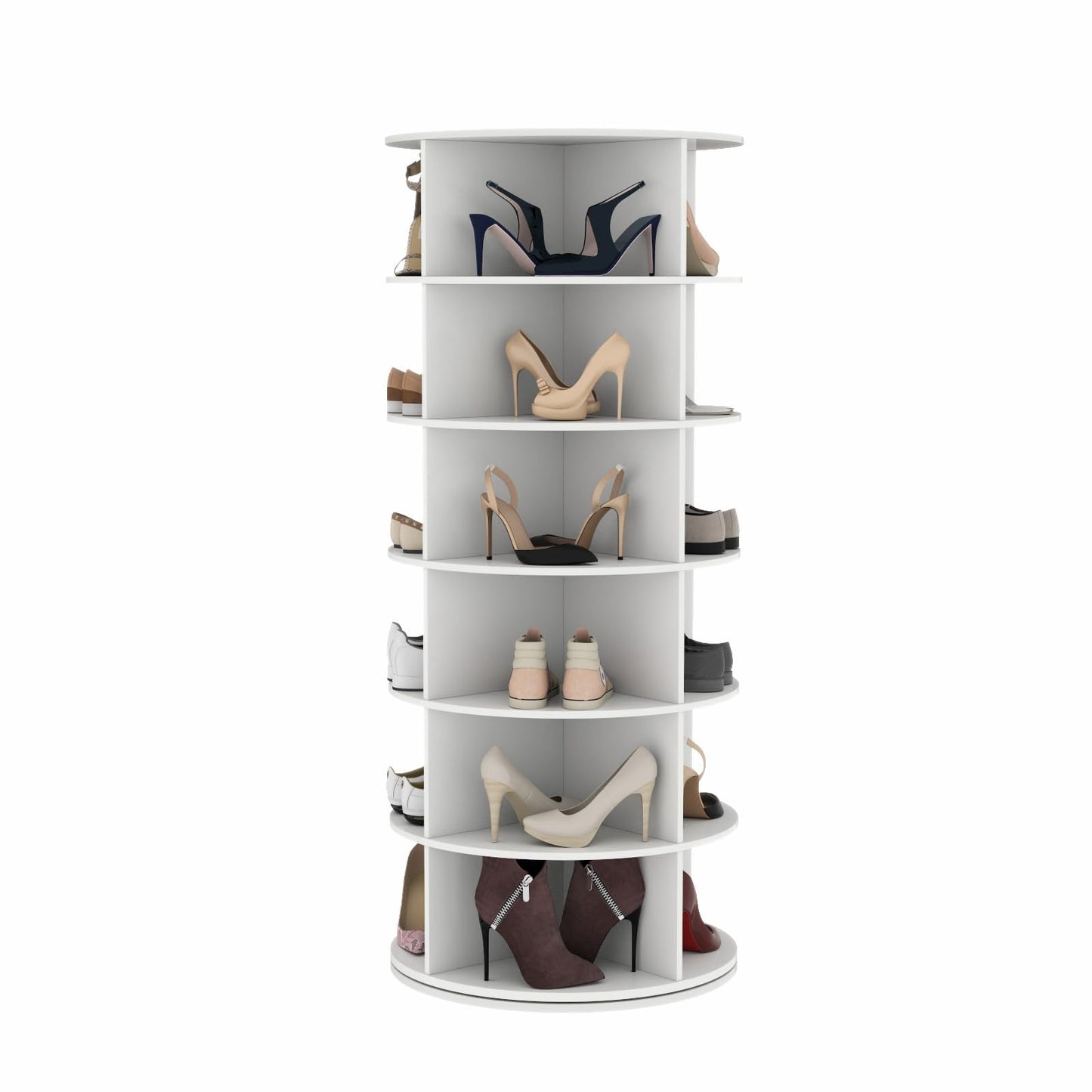 Rotating Shoe Rack, 6-Tier Spinning Shoe Tower, Free Standing 360°Revolving Shoe Storage Organizer Lazy Susan Shoe Rack for Entryway Living Room Hallway