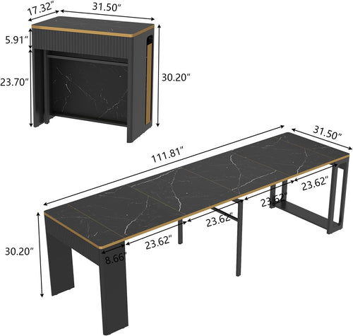 17"-112" Extendable Dining Room Table, Modern Space Saving Dining Table
