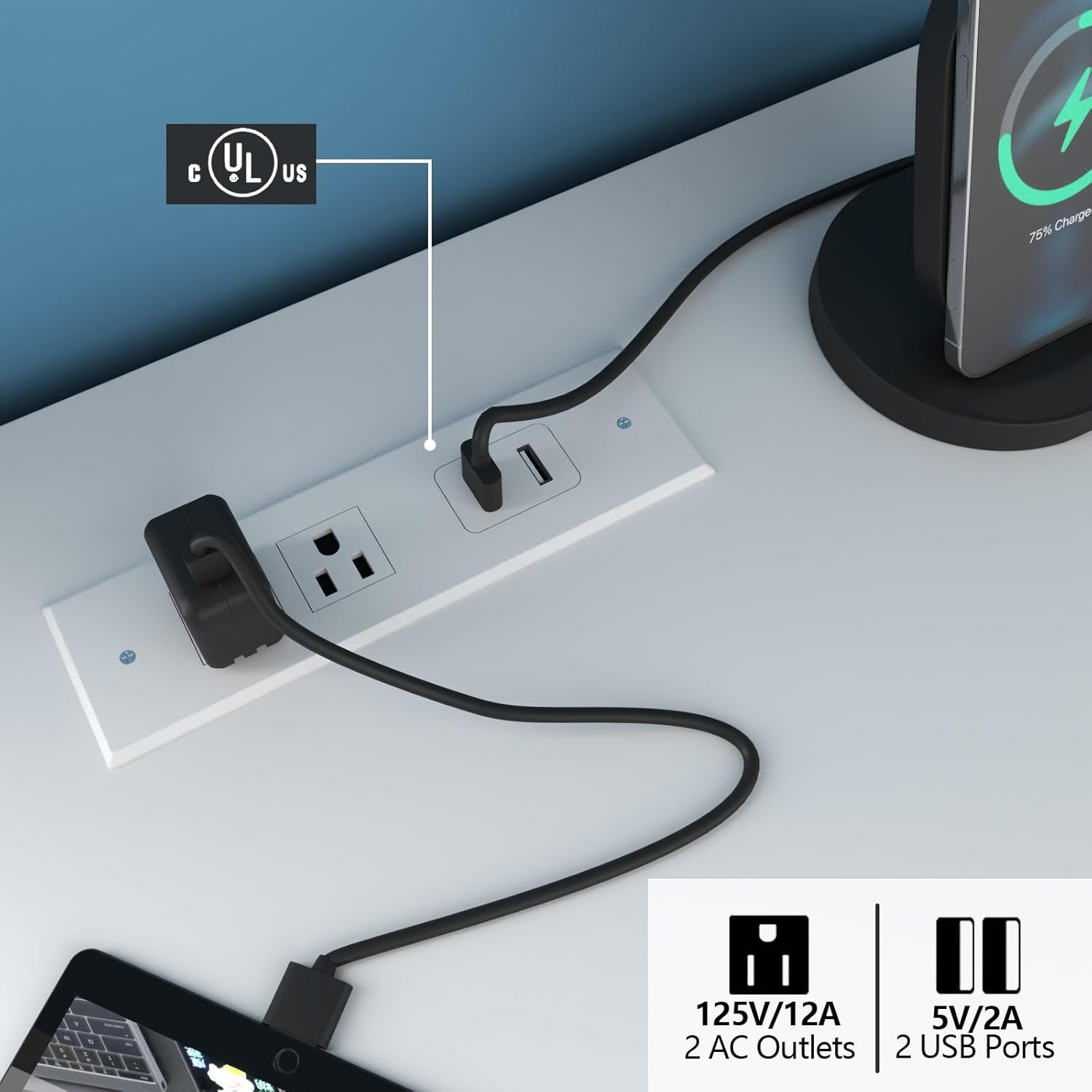 9 Drawer Dresser with Power Outlet and LED Lighting, Floating White Dresser Chest of Drawers, The Modern Organizer for Bedroom & Living Room (White)