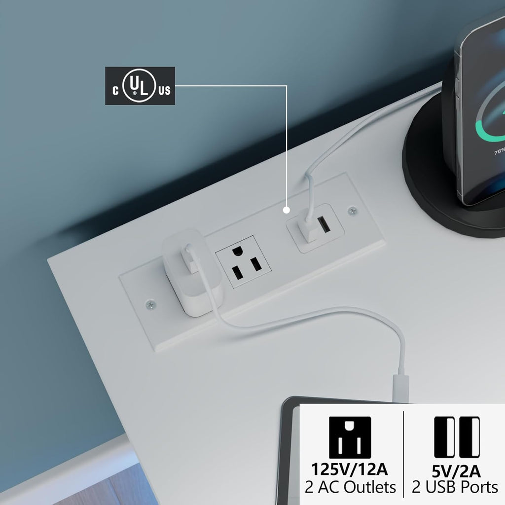 6 Drawer Dresser with Power Outlet and LED Light, Modern Floating Storage Dresser for Bedroom, Living Room