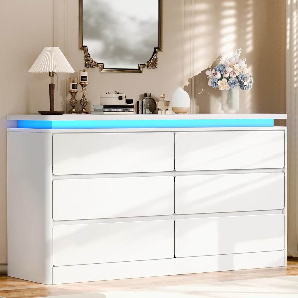 6 Drawer White Dresser for Bedroom, 47.2" Long Chest of Drawers with C gyfimoie 6 Drawer White Dresser for Bedroom, 47.2" Long Chest of Drawers with C gyfimoie