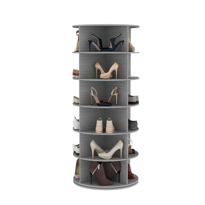 Rotating Shoe Rack, 6-Tier Spinning Shoe Tower, Free Standing 360°Revolving Shoe Storage Organizer Lazy Susan Shoe Rack for Entryway Living Room Hallway