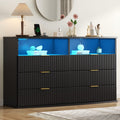 9-Drawer Dresser with 3 Open Cubbies,LED & Power Outlet for Bedroom