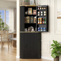 Gyfimoie Corner Cabinet, Freestanding Kitchen Pantry Storage Cabinet, Black