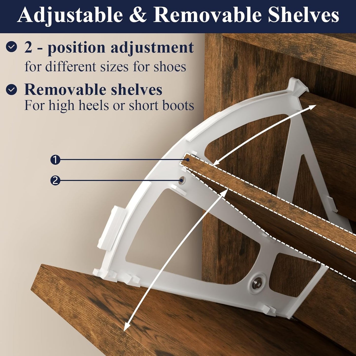 Entryway Shoe Storage Cabinet with 2 Flip Drawers, FreestandingShoe Organizer with Open Storage Space for Entryway, Narrow Shoe Rack Cabinet wih Rustic Brown Finsh (Rustic)