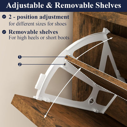 Entryway Shoe Storage Cabinet with 2 Flip Drawers, FreestandingShoe Organizer with Open Storage Space for Entryway, Narrow Shoe Rack Cabinet wih Rustic Brown Finsh (Rustic)