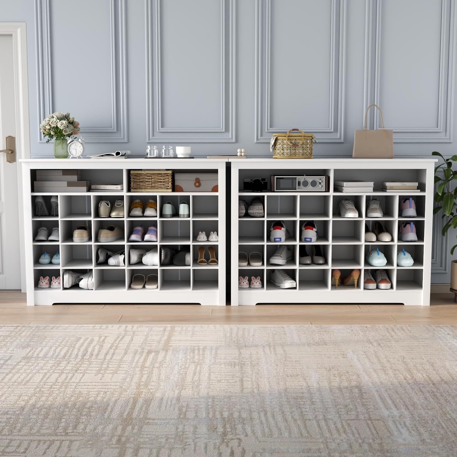 5-Tier Storage Cabinet for Entryway, Modern Shoe Rack with 26 Cubbies, Freestanding Shoe Organizer with 24 Pair Shoe Storage Cabinet for Hallway,Bedroom,Living Room(White