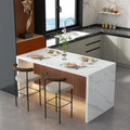 71" Large Imitation Marble Dining Table for 6-8 People, with LED Lights