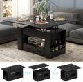 Lift Top Coffee Table, 4 in 1 Multi-Function Coffee Table with Storage Shelf and Hidden Compartment, Center Table with Large Drawers, Converts to Dining Table for Living Room, Home Office (Black)