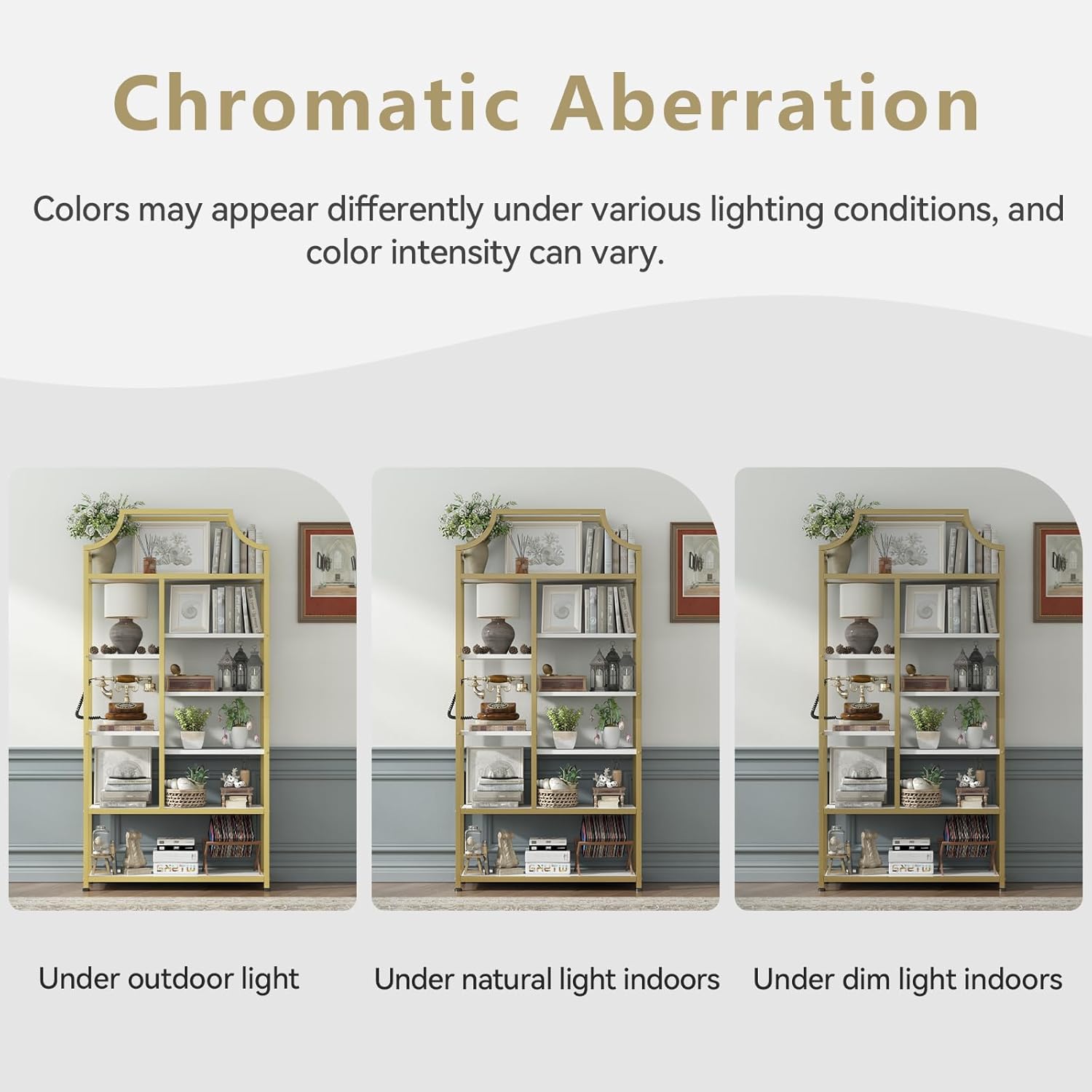 Lux Etagere 8-Tier Open Shelf Bookcase – 70.87" H x 31.5" L, Modern Metal Frame with Gold Finish & White Shelves, Tall Storage Display for Bedroom, Home Office & Living Room (Gold)