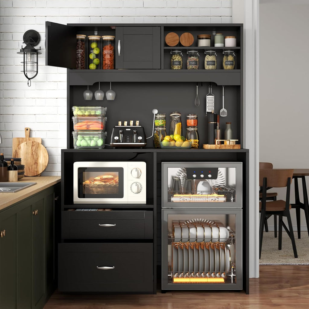 Gyfimoie 72" Tall Storage Cabinet with Fridge Space & Charging Station