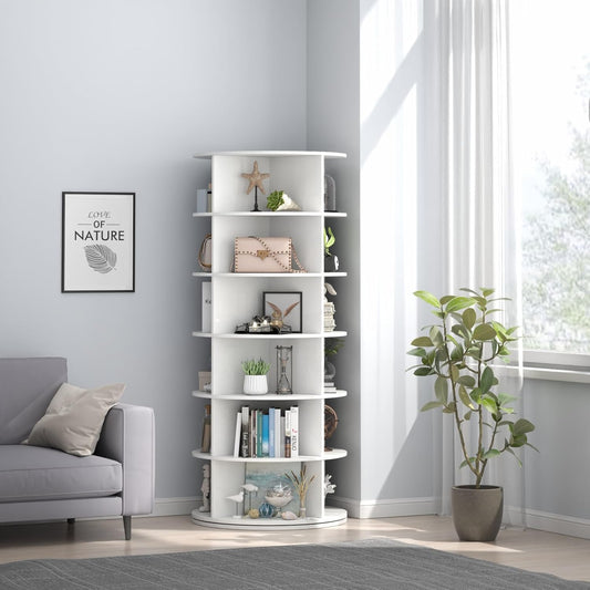 Rotating Shoe Rack, 6-Tier Spinning Shoe Tower, Free Standing 360°Revolving Shoe Storage Organizer Lazy Susan Shoe Rack for Entryway Living Room Hallway