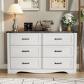 Farmhouse Dresser for Bedroom, Chest of Drawers with Natural Texture, Accent Storage Cabinet for Closet,Living Room (White, 15.7" D x 46.4" W x 30.8" H(6 Drawers))