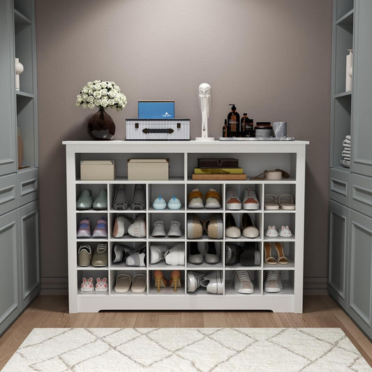 5-Tier Storage Cabinet for Entryway, Modern Shoe Rack with 26 Cubbies, Freestanding Shoe Organizer with 24 Pair Shoe Storage Cabinet for Hallway,Bedroom,Living Room(White