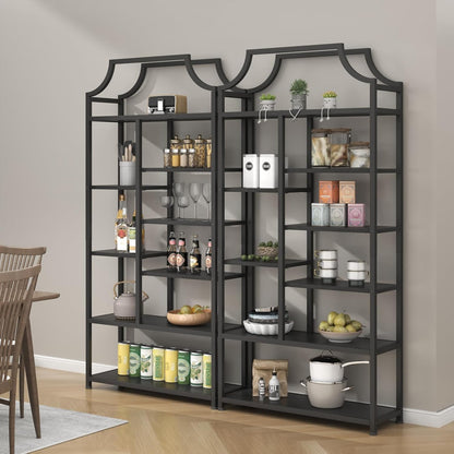 8-Tier Open Shelf Bookcase, 70.87"H x 31.5"L Lux Etagere Bookshelf, Modern Display Shelf with Black Metal Frame & Shelves,Tall Storage Display for Bedroom, Home Office & Living Room (Black)