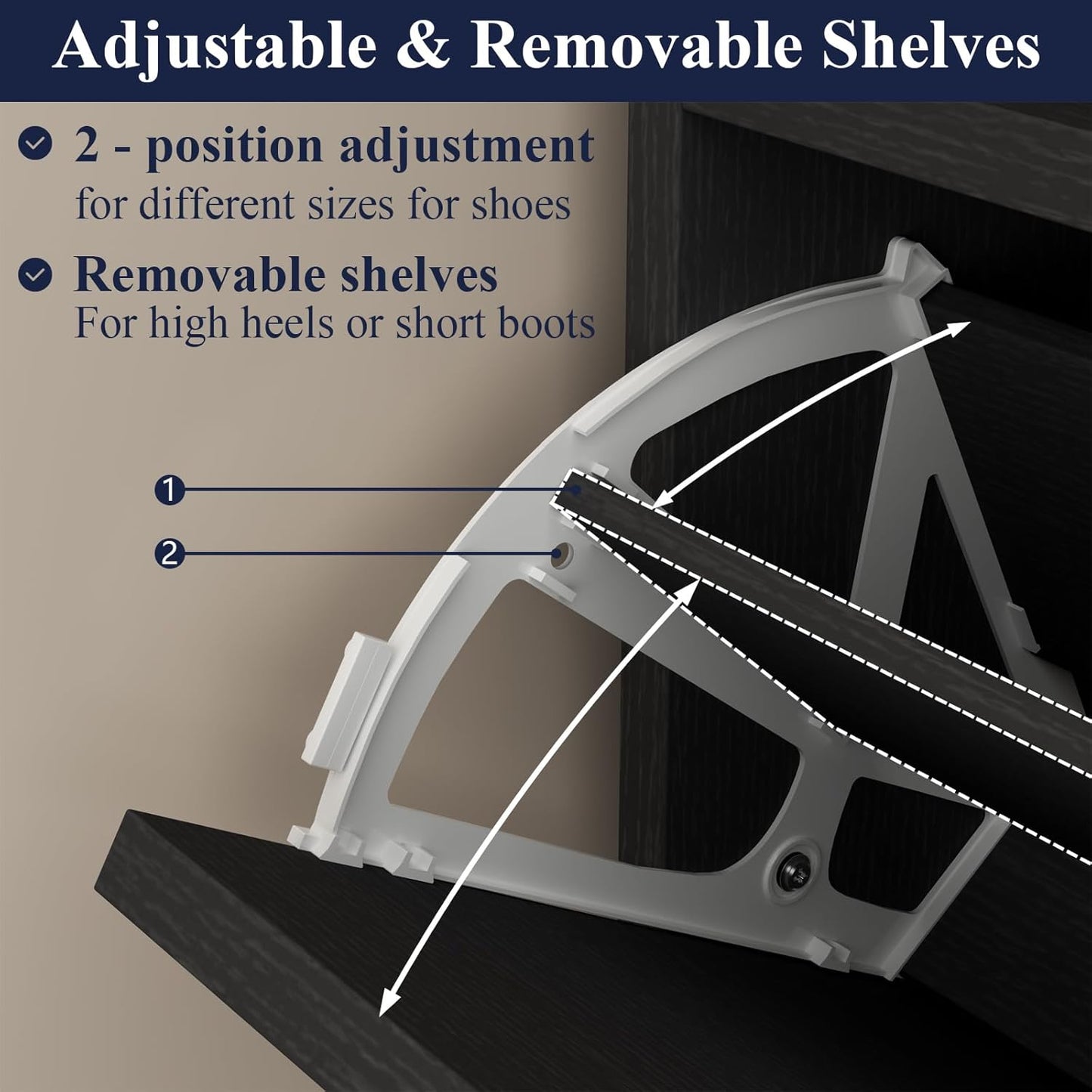 Shoe Storage Cabinets, 16 Pairs Free Standing Shoe Organizer with 2 Flip Drawers for Entryway, Narrow 3 Tier Entryway Hidden Shoe Rack with Doors (Black)