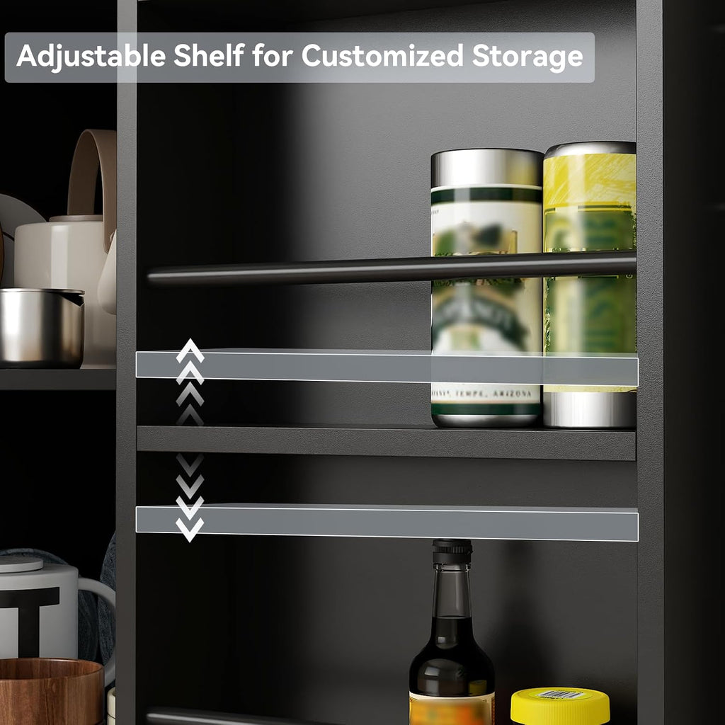 Gyfimoie Corner Cabinet, Freestanding Kitchen Pantry Storage Cabinet, Black