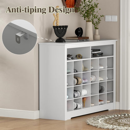 5-Tier Storage Cabinet for Entryway, Modern Shoe Rack with 26 Cubbies, Freestanding Shoe Organizer with 24 Pair Shoe Storage Cabinet for Hallway,Bedroom,Living Room(White