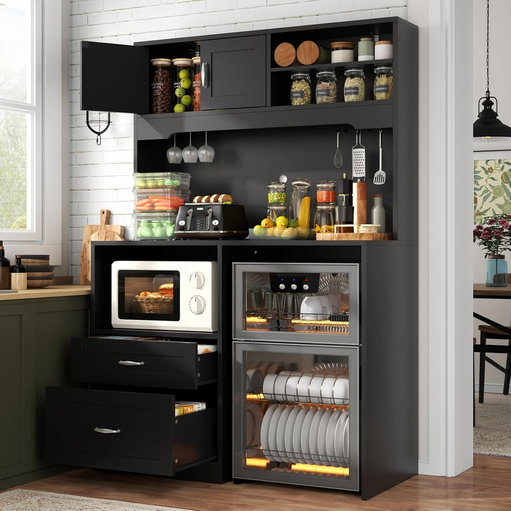 Gyfimoie 72" Tall Storage Cabinet with Fridge Space & Charging Station