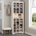 11-Tier Shoe Storage Cabinet, Wooden White Shoe Rack with 27 Cubbies, 69" Tall Free Standing Shoe Organizer with LED Lights & Adjustable Shelf for Entryway, Closet, Display Cabinet for Living Room