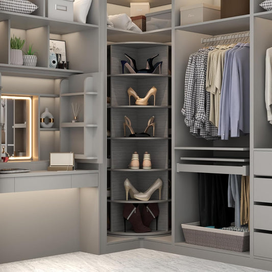 Rotating Shoe Rack, 6-Tier Spinning Shoe Tower, Free Standing 360°Revolving Shoe Storage Organizer Lazy Susan Shoe Rack for Entryway Living Room Hallway