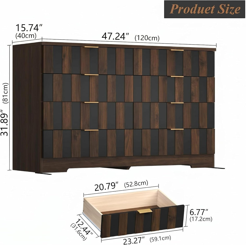 8 Drawer Dresser for Bedroom,48"Wide Modern Chest of Drawer w/ Metal Handle