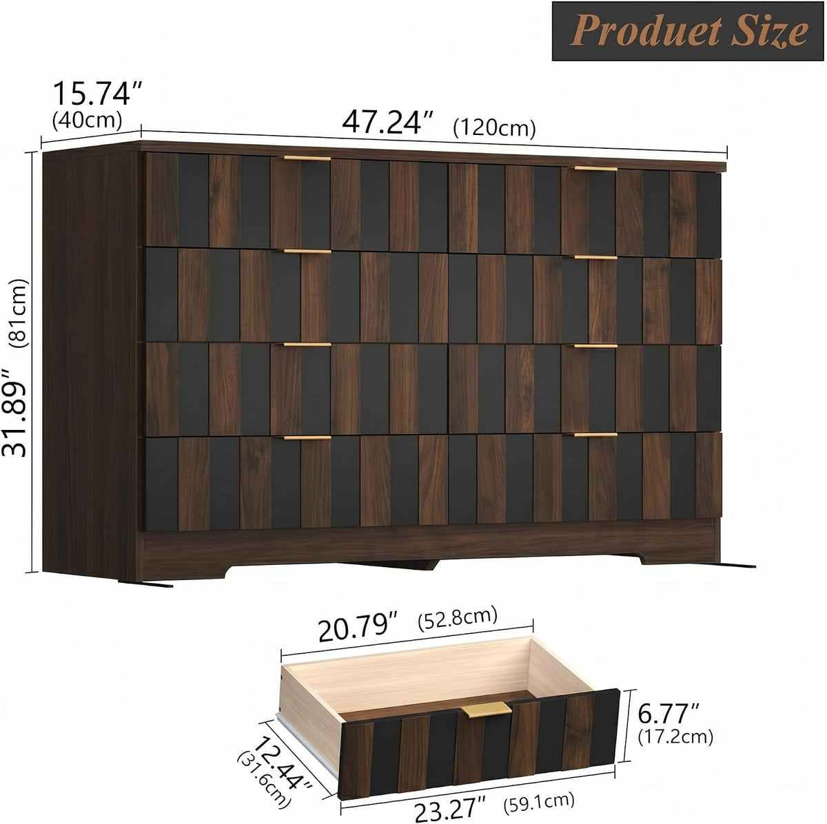 8 Drawer Dresser for Bedroom,48"Wide Modern Chest of Drawer w/ Metal Handle