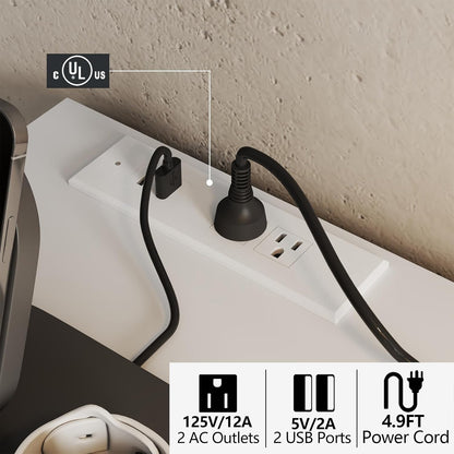 6 Drawer Dresser with Mirror for Bedroom, Accent Chests of Drawers with LED Light and Power Outlet, White 6 Dresser with Charging Station and 47"x15.7" Full Length Mirror (White)