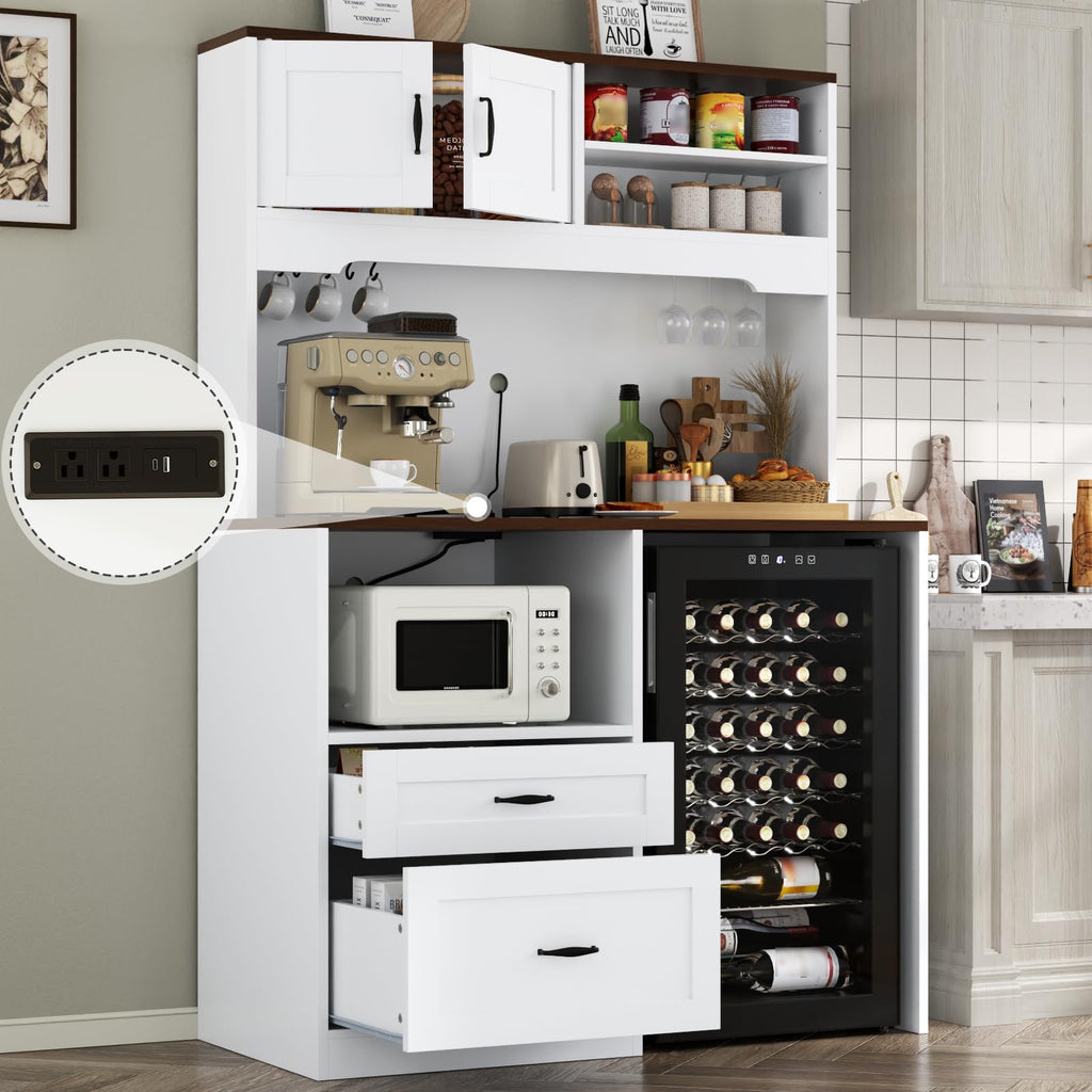 Gyfimoie 72" Tall Storage Cabinet with Fridge Space & Charging Station
