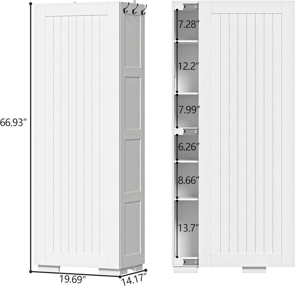 Shoe Storage Cabinet, Tall Shoes Cabinets with Doors, Shoe Organizer Cabinets with Adjustable Shelves, Freestanding Shoe Rack Cabinet with Hooks, Morden Shoe Cabinet storage for Entryway, Hallway