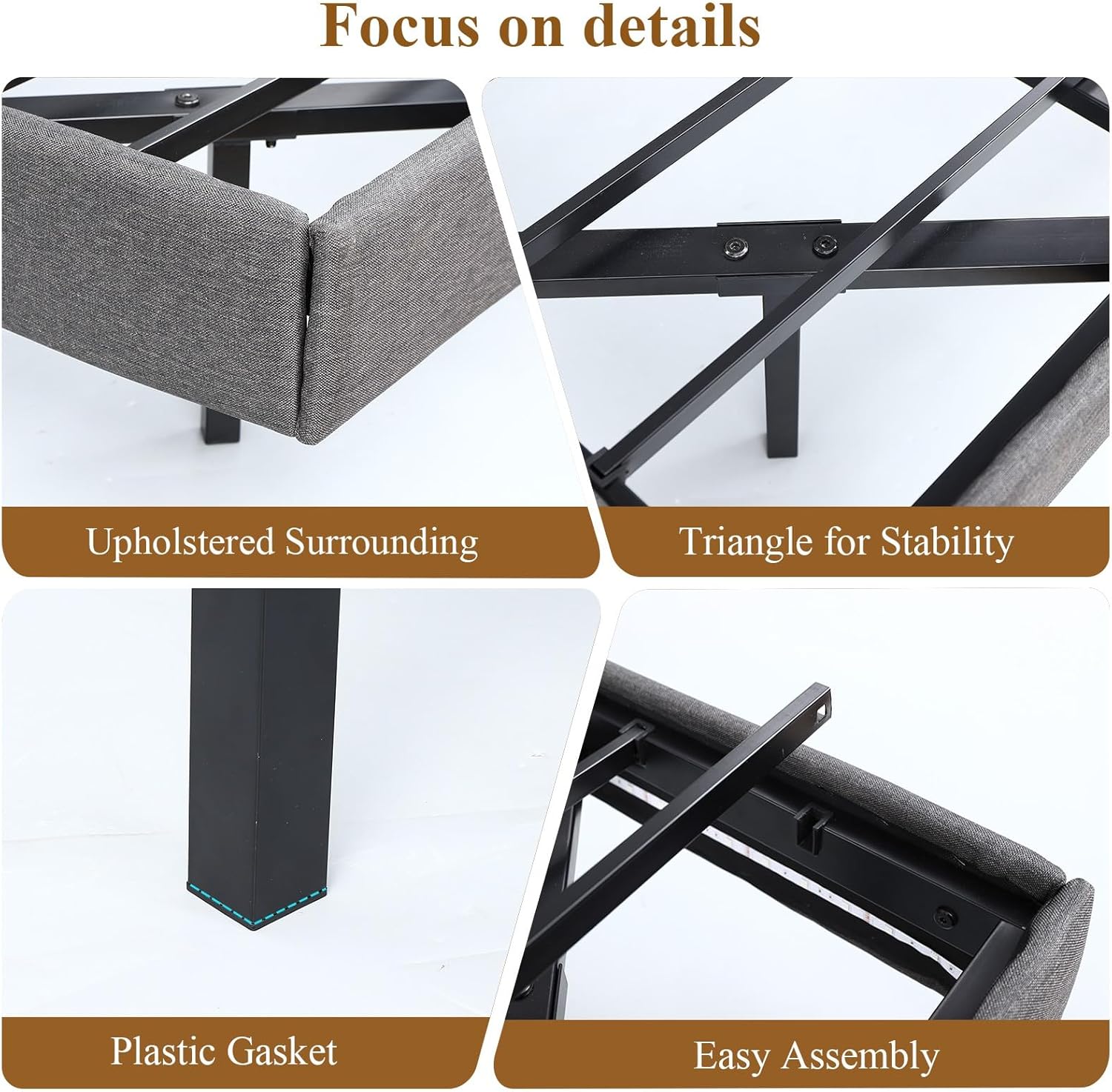 King Floating Bed Frame with LED Light, Modern Upholstered Platform Bed Frame with Double Beams, No Box Spring Needed, Innovative Stable Structure, Easy Assemble (Grey, King (U.S. Standard))