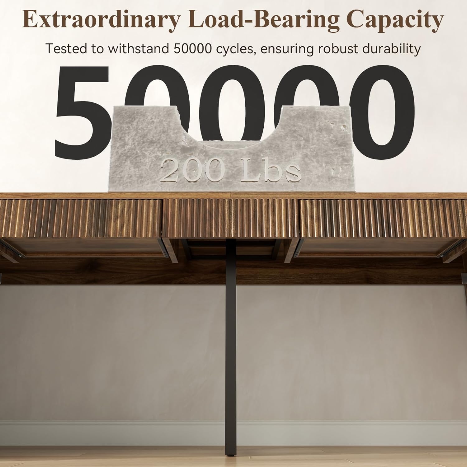 78.74" Executive Desk, Large Office Desk with 2 Drawer, Farmhouse Wooden Computer Desk Writing Table Conference Workstation Table for Office, Study, Dark Brown