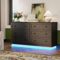 6 Drawer Dresser with Power Outlet and LED Light, Modern Floating Storage Dresser for Bedroom, Living Room
