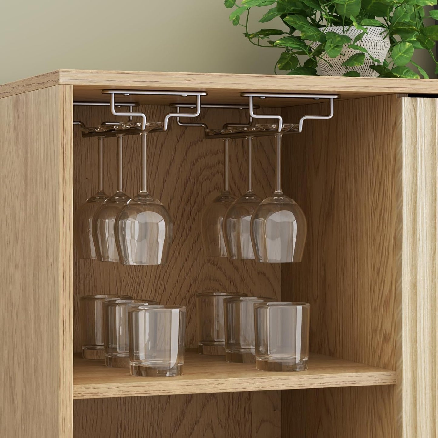 Loomie 72” Tall Kitchen Pantry Cabinet, Fluted Storage Cabinet with Microwave Stand, Wine Bar Cabinet with Storage Hutch, Buffet Sideboard with Drawer & Wine Rack for Dining Room, Natural (Natural)