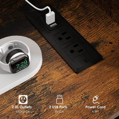 Record Player Stand Holds Up to 350 Albums, Turntable Stand with LED Light, Records Storage Cabinet with Power Outlet, Record Player Table with Vinyl Storage(Brown)