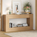 55" Console Table, 2-Tier Farmhouse Sofa Table with Storage Behind Couch, Narrow Rectangular Entryway Table for Living Room, Hallway, Entrance, Foyer, Natural