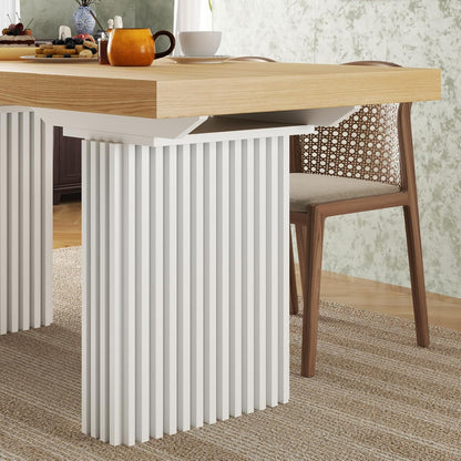 71" Large Dining Table for 6-8,Modern Rectangle Kitchen Table with Strip Base,Wood Dining Room Tables with Heavy Duty Legs for Kitchen, Dining Room (Natural)