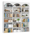 Gyfimoie 71’’ Triple Wide Bookshelf and Bookcase, 7-Tier Tall Arched Bookcase Modern Large Open Display Shelves with Curved Baffle for Home Office Living Room (Black, 71‘’H x 59''W x 9.25''D)