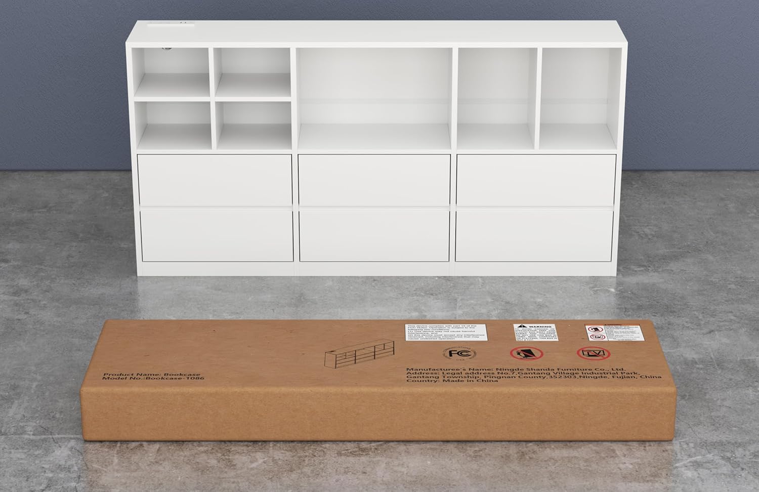 White Dresser for Bedroom with 6 Drawers, Chest of Drawers with Led Lights&Charging Station, 63" Long Dresser with 7 Open Cubbies, Storage Drawers for Living Room, Closet, Hallway (White)