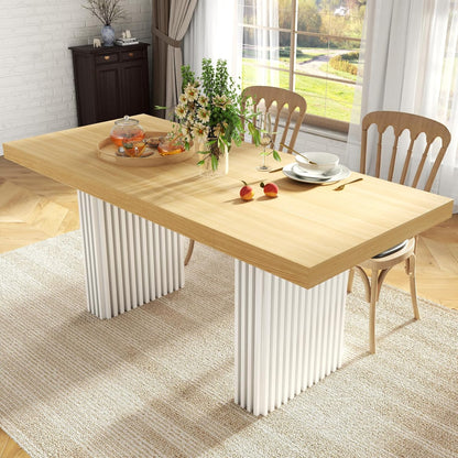 71" Large Dining Table for 6-8,Modern Rectangle Kitchen Table with Strip Base,Wood Dining Room Tables with Heavy Duty Legs for Kitchen, Dining Room (Natural)