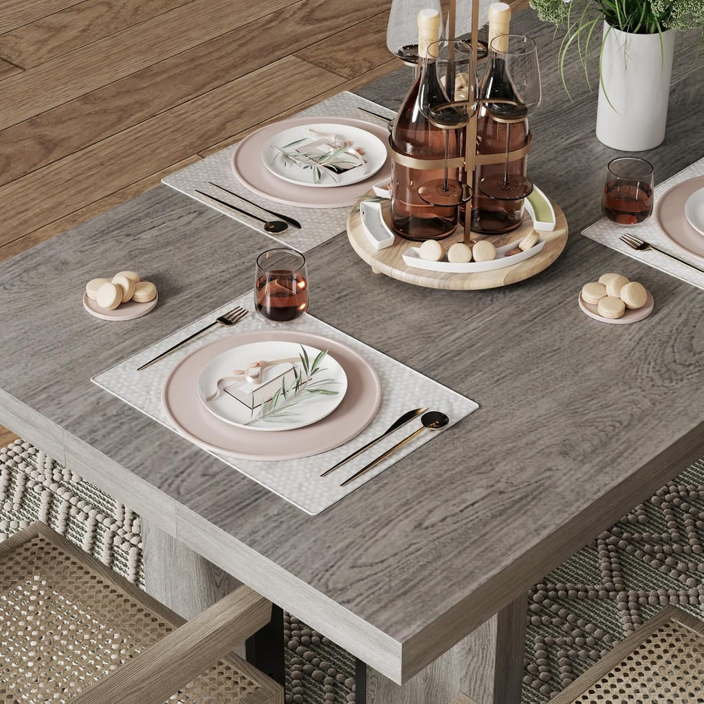71" Large Dining Table, Rustic Farmhouse Dinner Table for 6 to 8 People, Rectangular Thick Kitchen Table with Heavy Duty Legs for Dining Room (Rustic Gray)