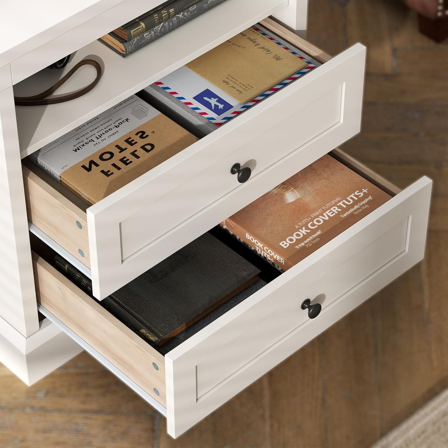 Nightstand with Side Drawer,Night Stand Set of 2,End Table with Hidden Storage Space,Bedside Table with Open Shelf,2 Drawers Dresser for Bedroom,Living Room, Closet(White)