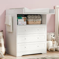 Baby Changing Table with Foldable Tabletop,White Baby Dresser with 3 Drawer