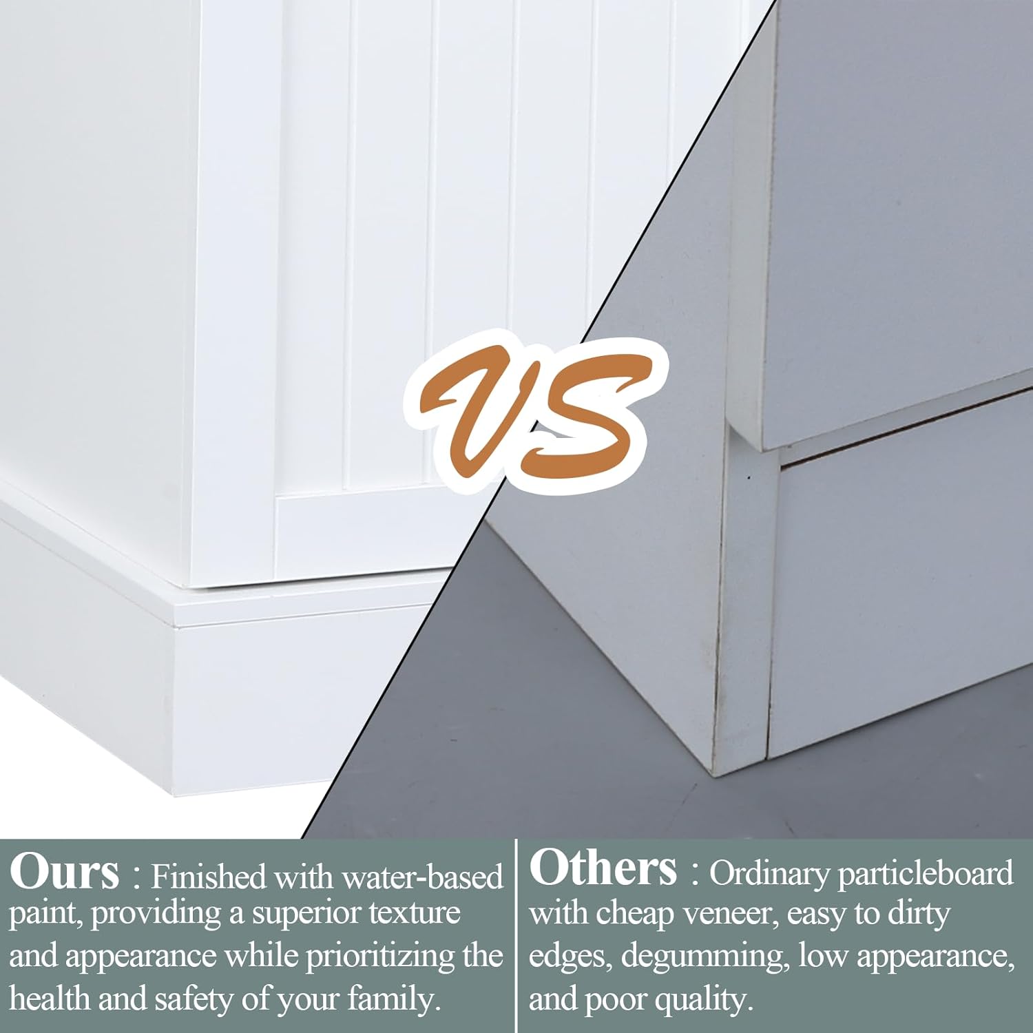 Sideboard Buffet Cabinet with 2 Drawers & 3 Doors, Farmhouse Kitchen Pantry with Adjustable Shelves